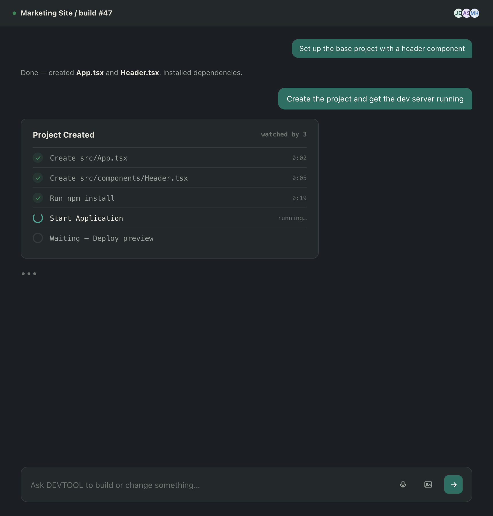 Chat build step