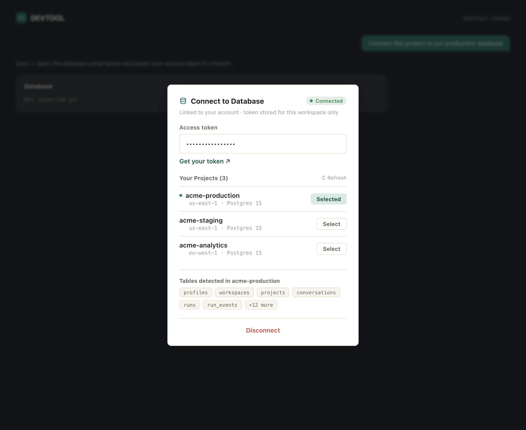 Connect database