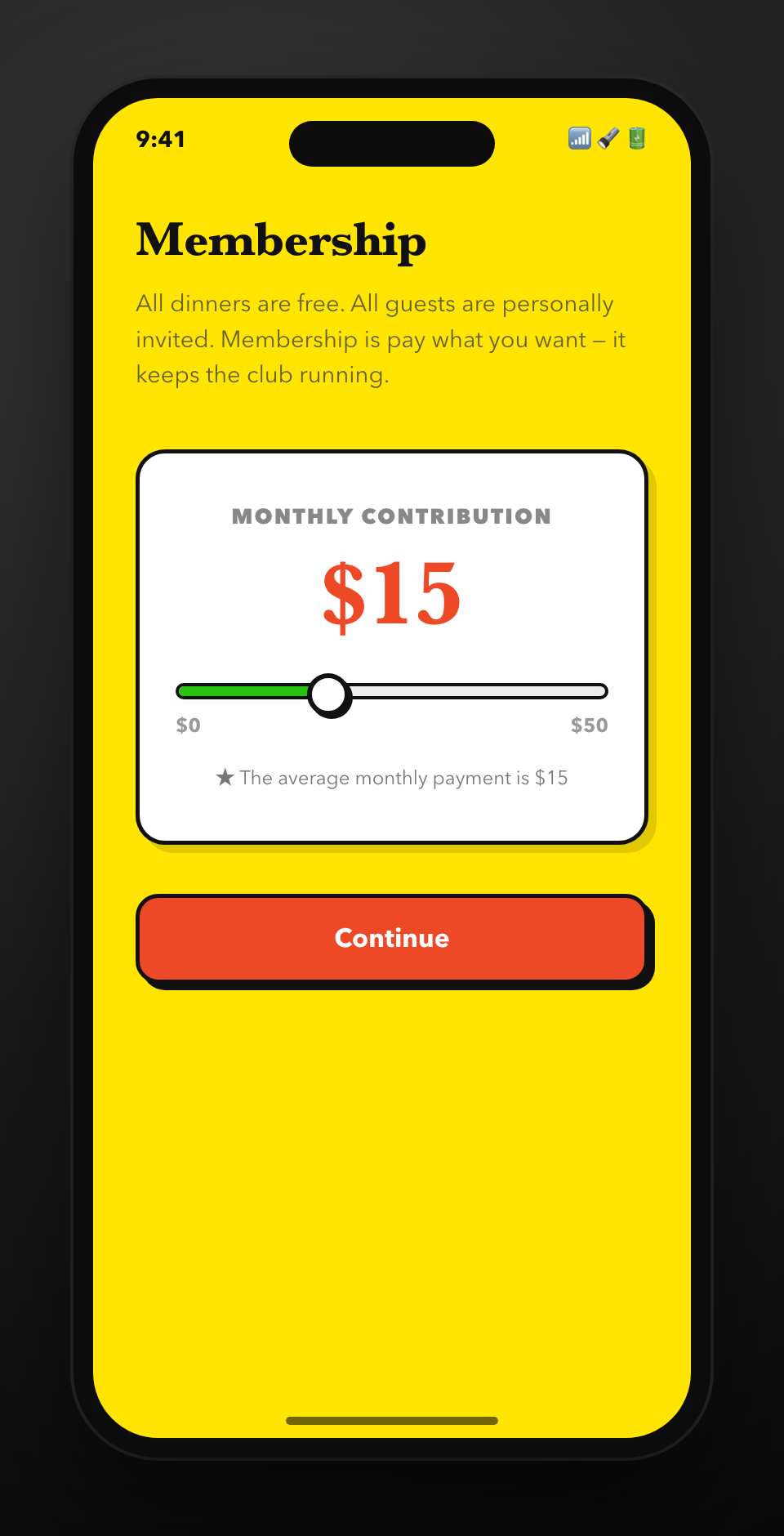 Pay-what-you-want slider