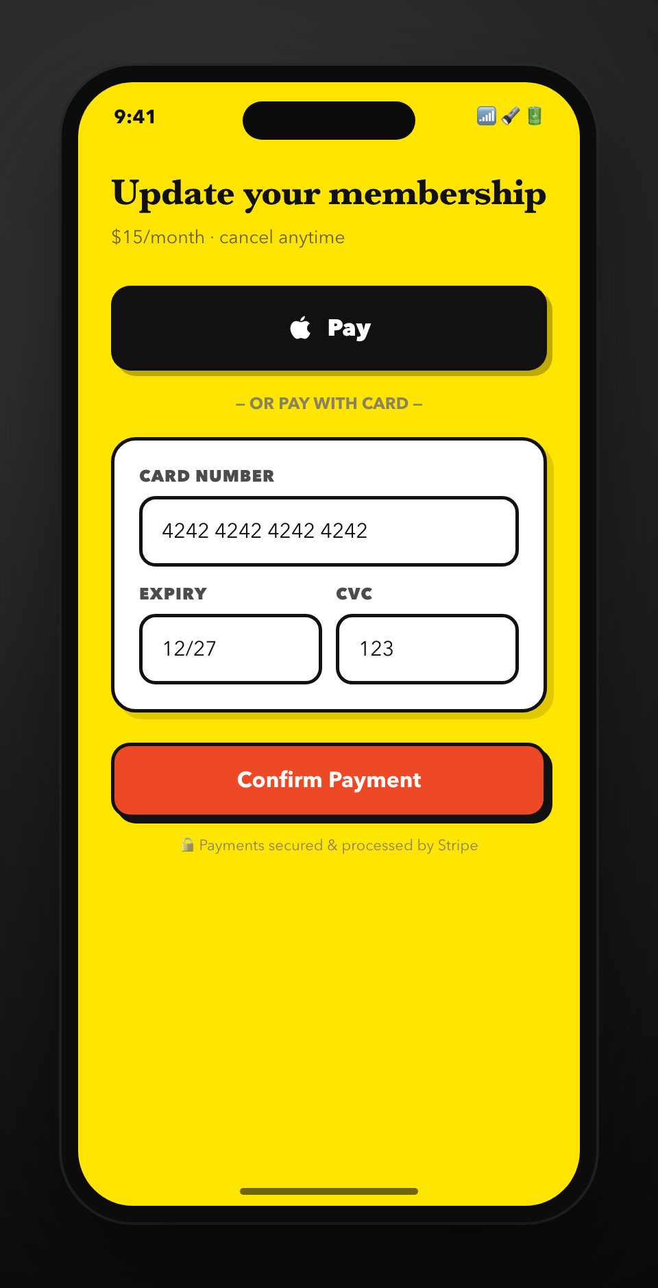 Native Apple Pay checkout
