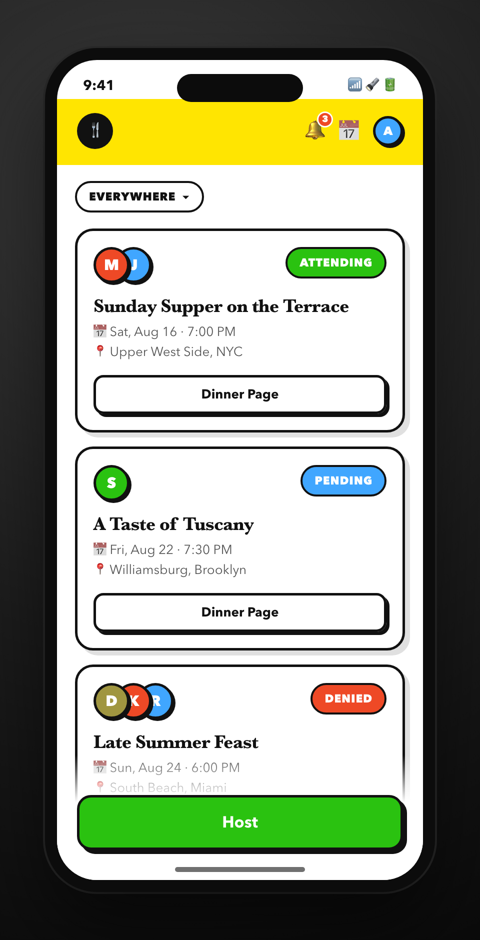Role-aware dinner feed
