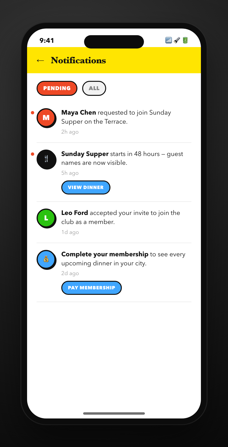 In-app notifications