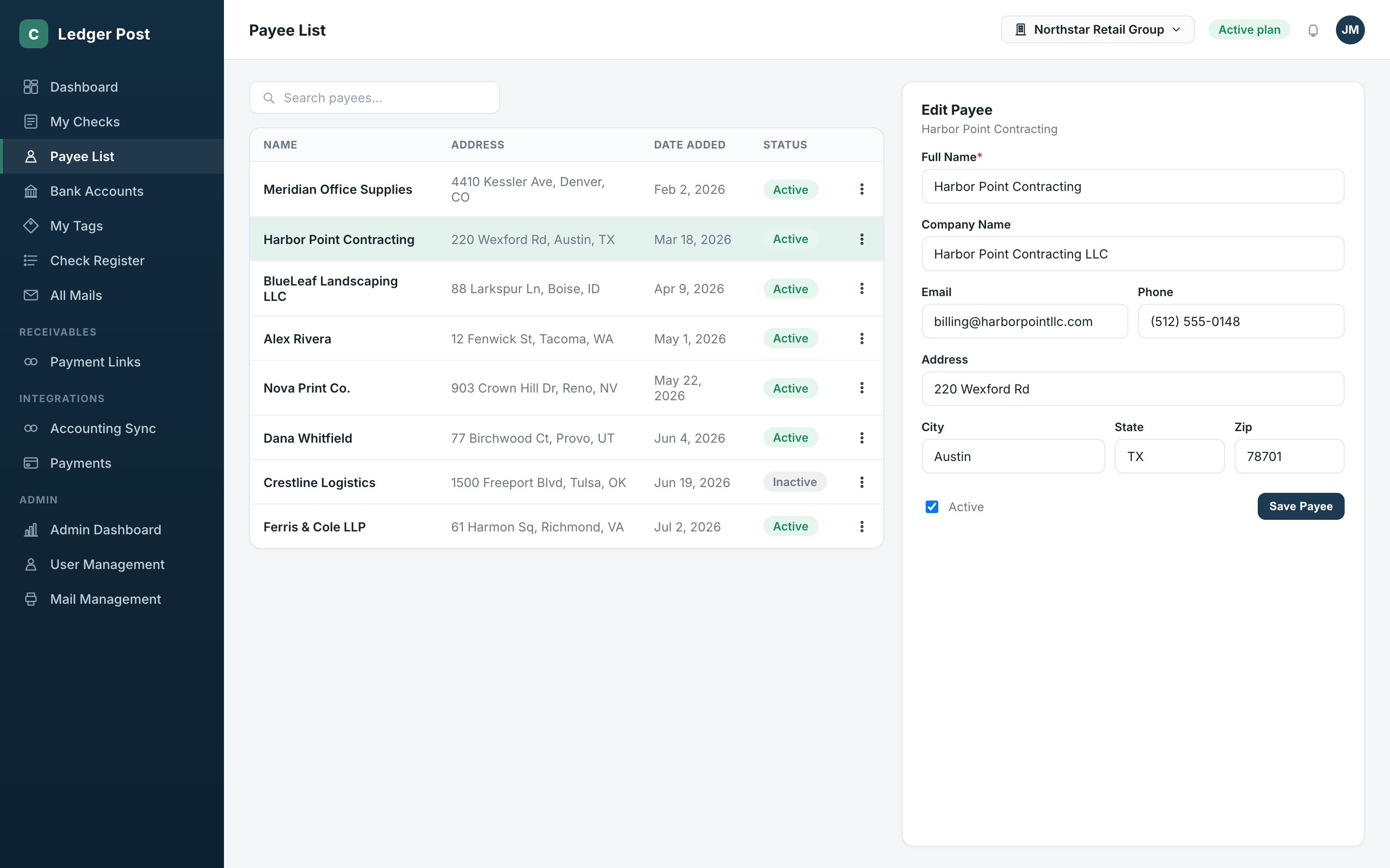 Payee directory