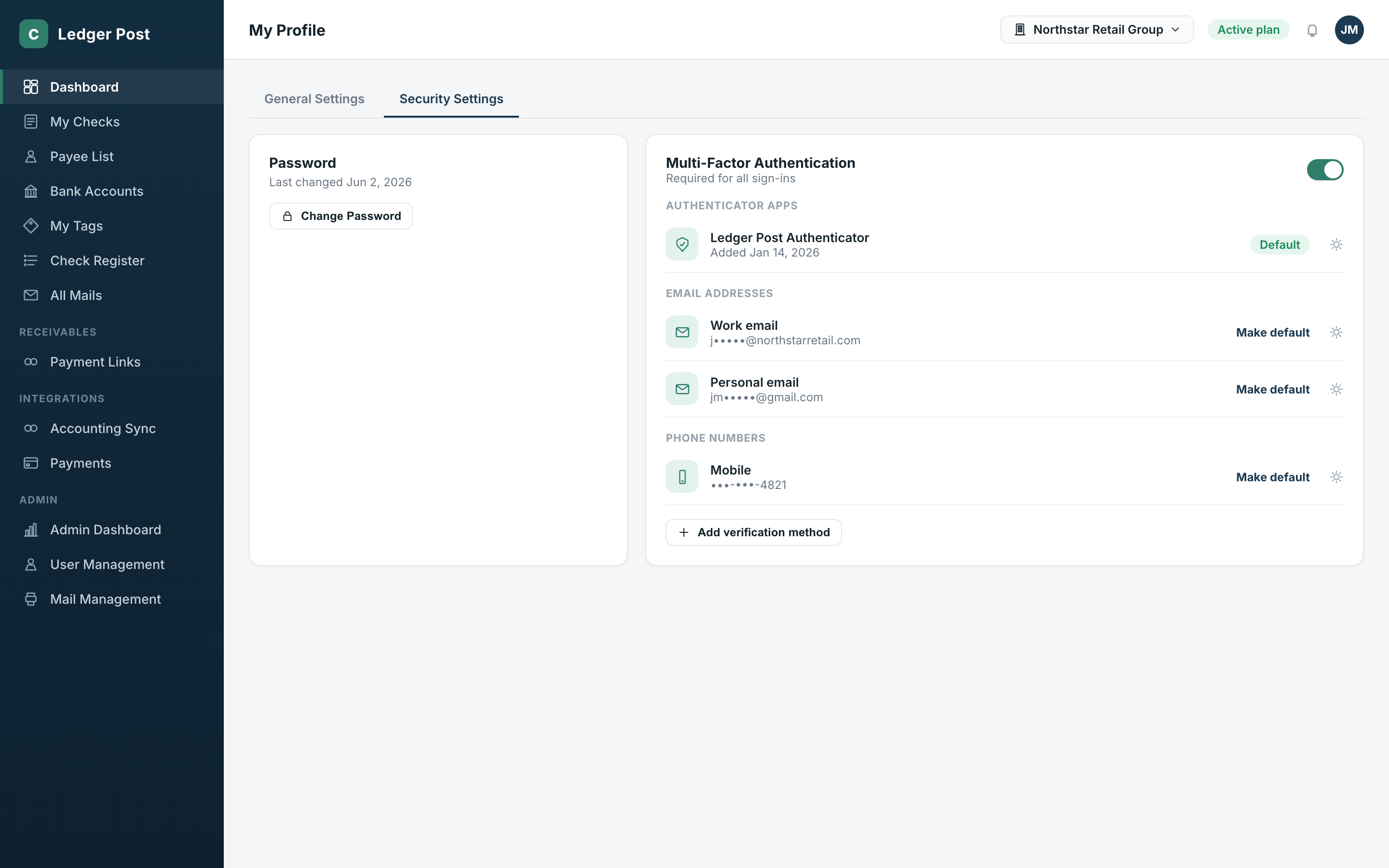 Security settings