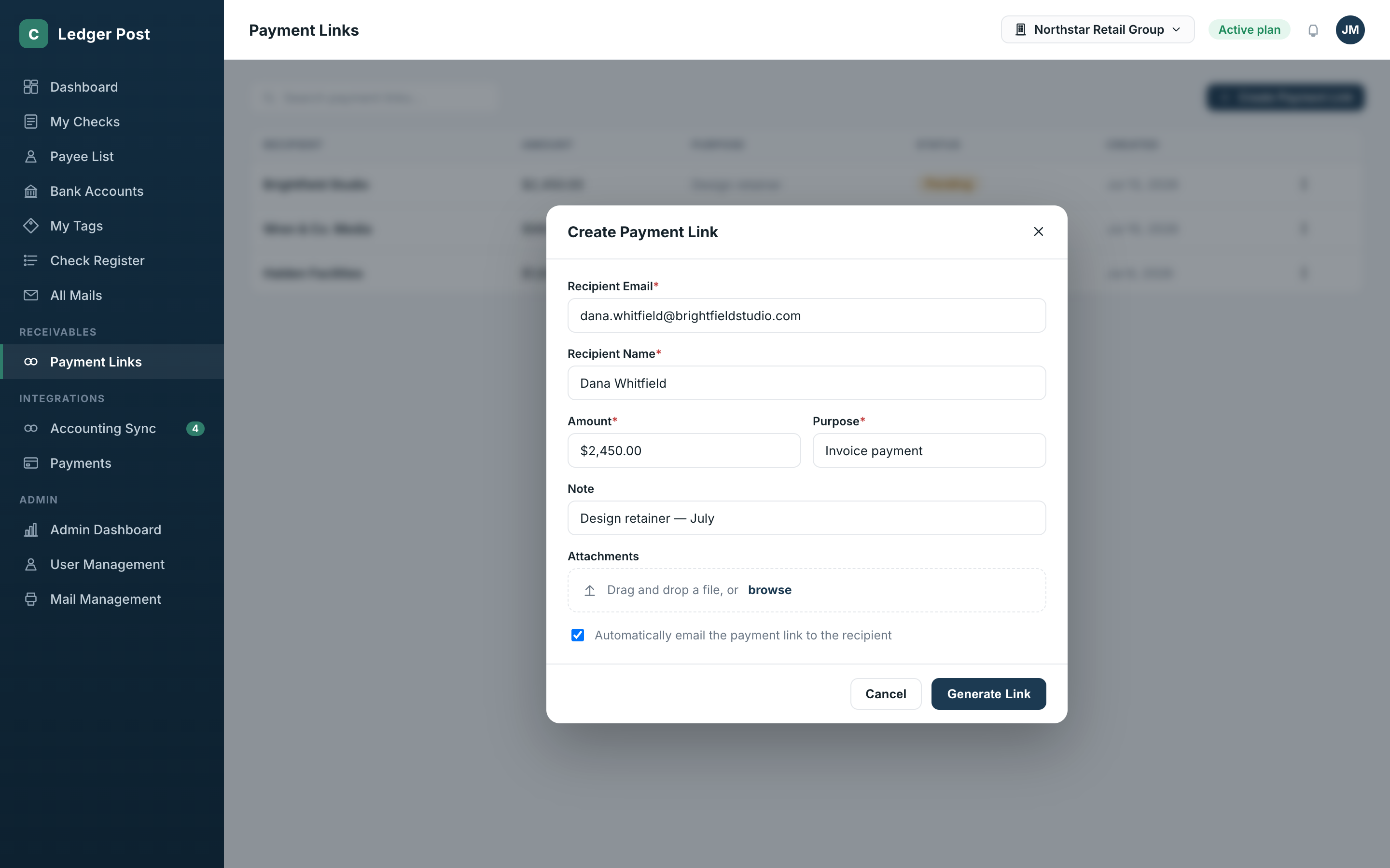 Payment-request link