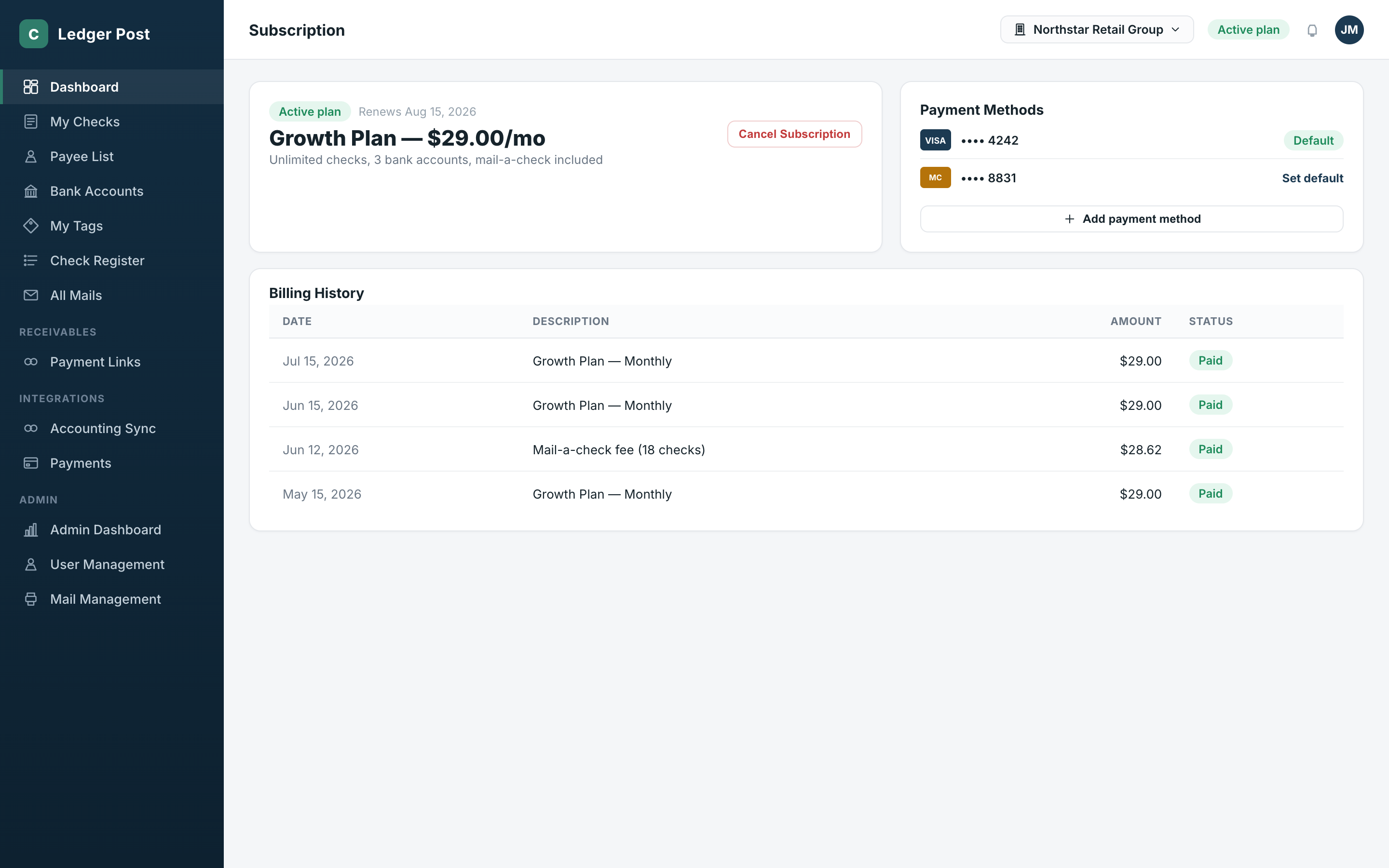 Subscription & billing